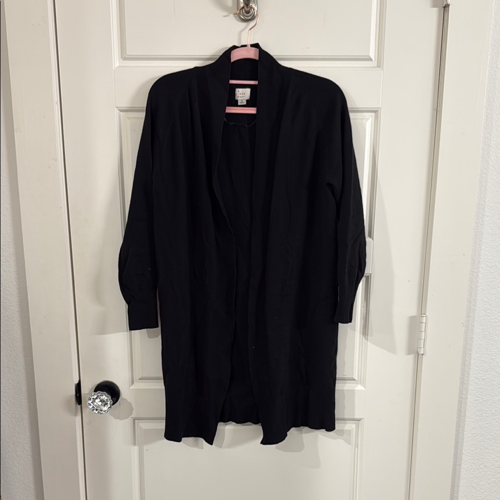 a new day Black Cardigan Sweater Lightweight Knit